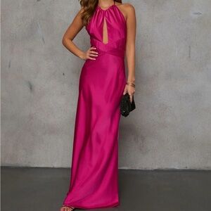 VICI Halter Fuchsia Evening Gown